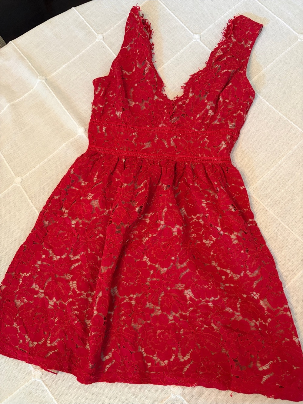 Charlotte Russe Red Lace V-Neck Prom Dress